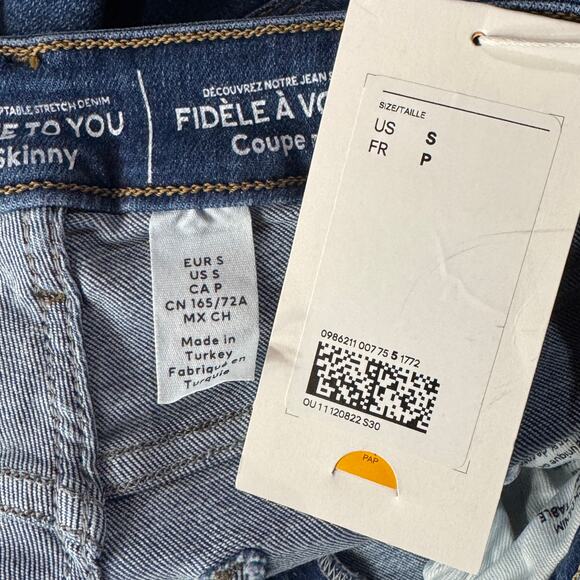 H&M &Denim Small Skinny Jeans Ultra High Waist Stretch Zip-Fly Whiskered Blue - Picture 7 of 9